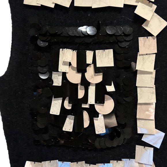 BEBE Womens Sweater Vest Black Sz L NWOT Sequins Very Unique - Picture 2 of 6